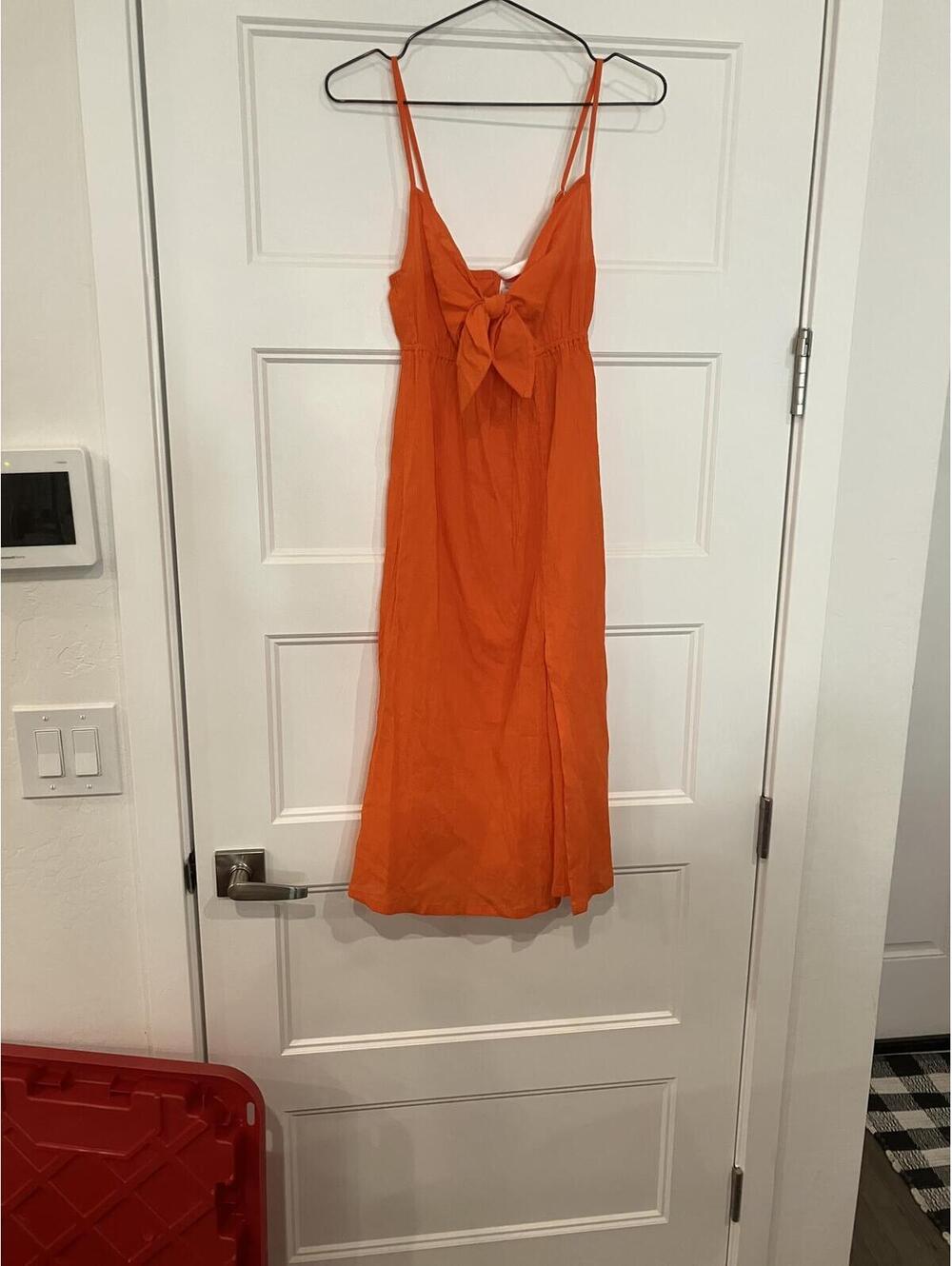 NWT Sanctuary Orange Sleeveless Midi Dress with Front Tie